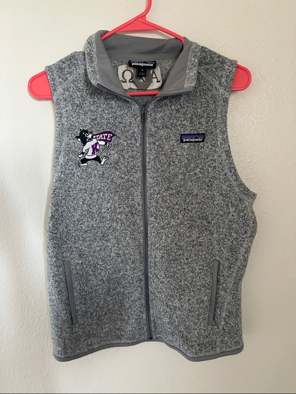 Patagonia Gray Full-Zip Fleece Vest with Purple Patch